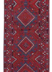 Dark Red Mashwani 2' x 8' 6 - No. 63694