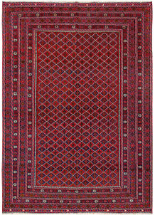 Dark Red Mashwani 6' 6 x 9' 1 - No. 64406